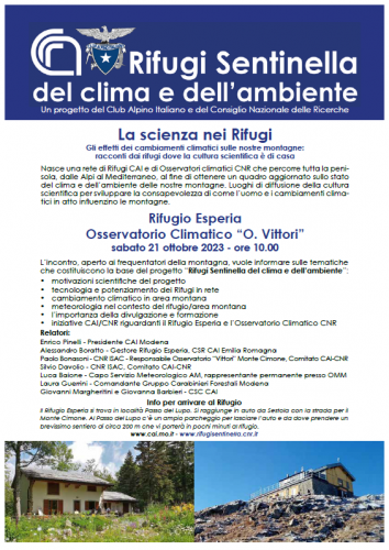Rifugi Sentinella del Clima e dell'Ambiente - Rifugio Esperia e Osservatorio Climatico "O. Vittori"