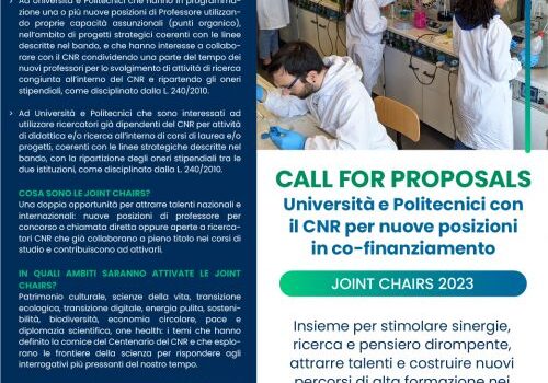 Joint Chairs 2023: avviso per la realizzazione di progetti congiunti con Università e Politecnici italiani