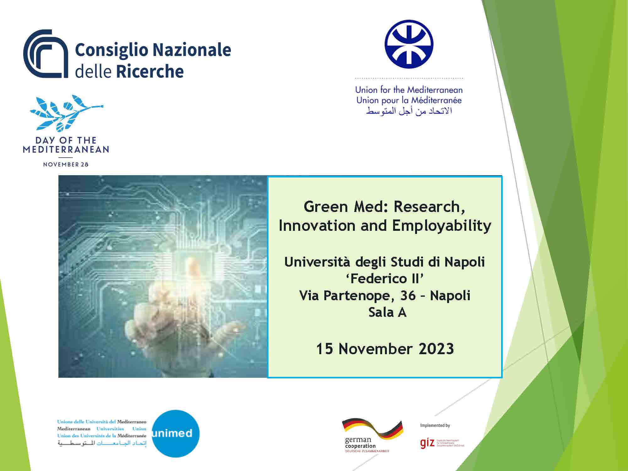 Flyer for the event Green Med: Research, Innovation and Employability