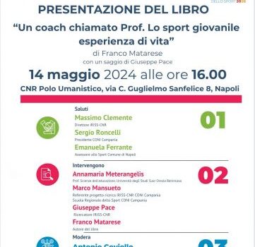 Presentazione libro "Un coach chiamato Prof. Lo sport giovanile esperienza di vita" (Cnr Edizioni)