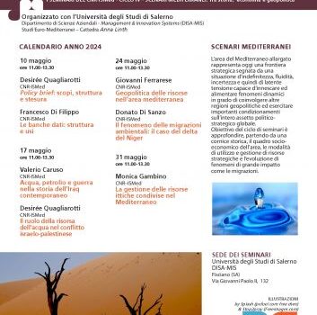 IV Ciclo di seminari del Cnr-Ismed - Scenari Mediterranei. Tra storia, economia e geopolitica