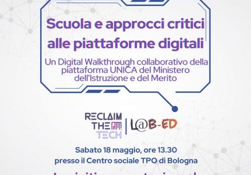 Reclaim The Tech: Laboratorio "Scuola e approcci critici alle piattaforme digitali"