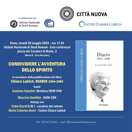 "Condividere l'avventura dello Spirito": presentazione del volume "Diario 1964-1980" di Chiara Lubich