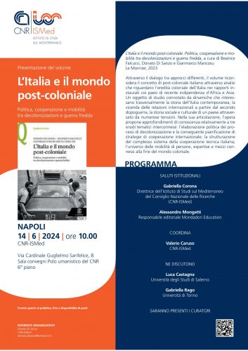 Presentazione del volume "L'Italia e il mondo post-coloniale". Politica, cooperazione e mobilità tra decolonizzazioni e guerra fredda