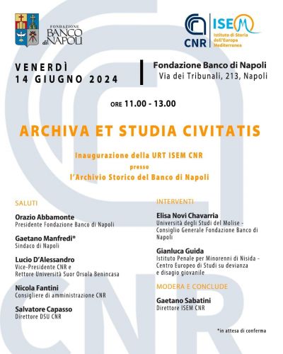 Archiva et Studia Civitatis - Inaugurazione della Unità di Ricerca presso Terzi (Urt) del Cnr-Isem