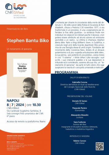 Presentazione del libro: "Stephen Bantu Biko. Un testamento di speranza"