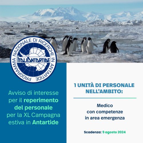 Avviso di interesse per il reperimento di una unità di personale per la XL Campagna estiva in Antartide