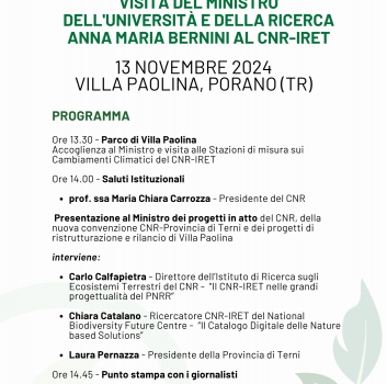 Il Ministro dell'Università e della Ricerca Anna Maria Bernini in visita al Cnr-Iret di Porano