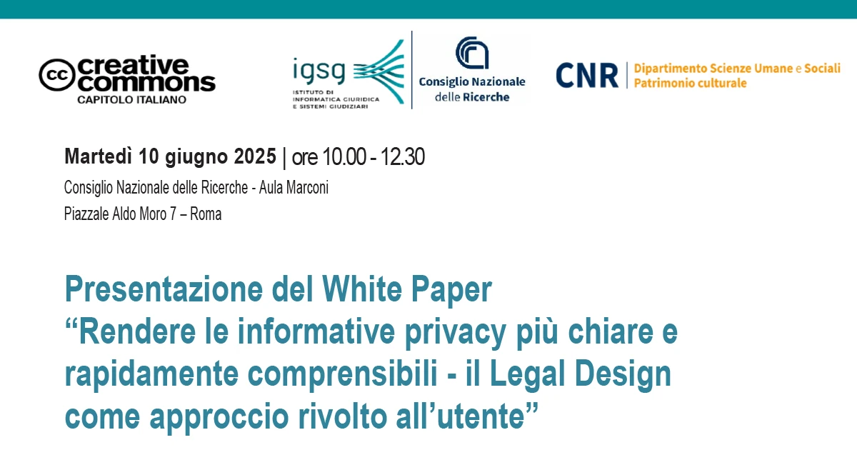 Presentazione del White Paper “Rendere le informative privacy più chiare e rapidamente comprensibili – il Legal Design come approccio rivolto all’utente”