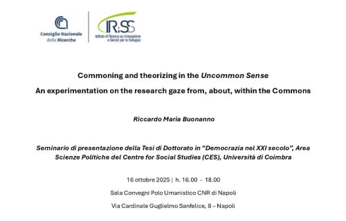 Seminario "Commoning and theorizing in the Uncommon Sense. An experimentation on the research gaze from, about, within the Commons"