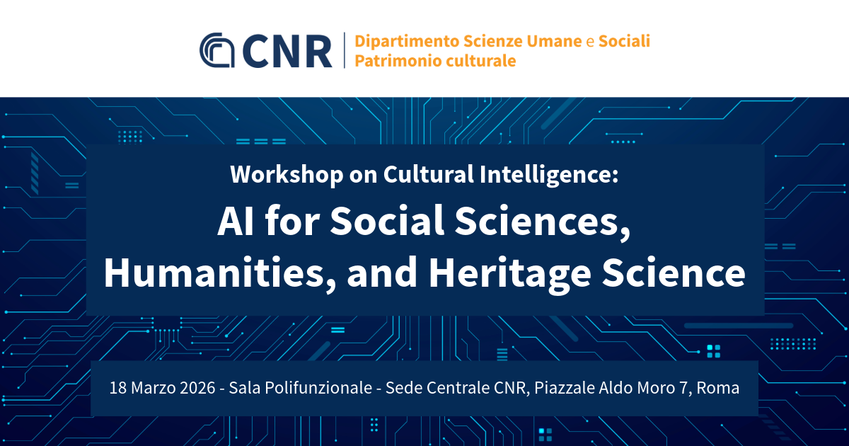 (Call for Participation entro 31/01) Cultural Intelligence: AI for Social Sciences, Humanities, and Heritage Science